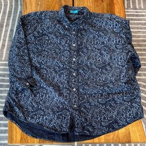 Fresh Produce Navy and Light Blue Batik Pattern Shirt